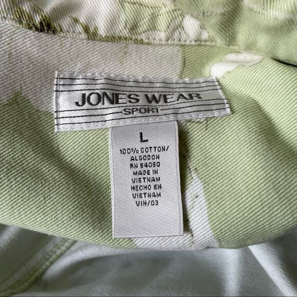 Jones Wear Sport 3 Piece Set Jacket Pants Top Floral Denim Mint Green L/14 EUC - Picture 10 of 12